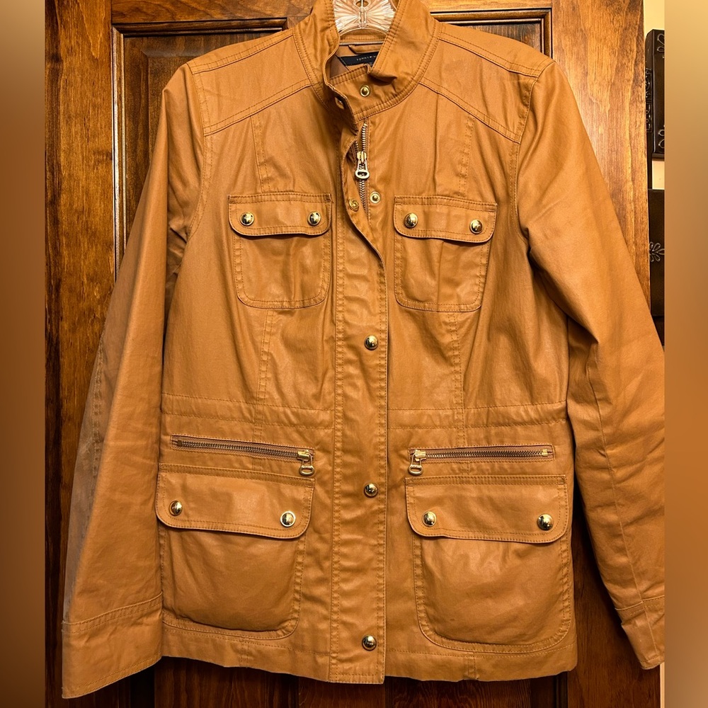 Tommy Hilfiger light brown military leather jacket